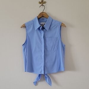Milly Light Blue Sleeveless Button Down Shirt Tie Back Size 6
